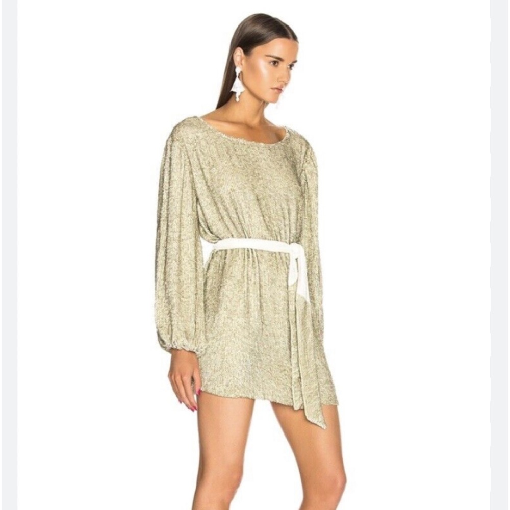 Retrofete Gold Dress Open Sleeve